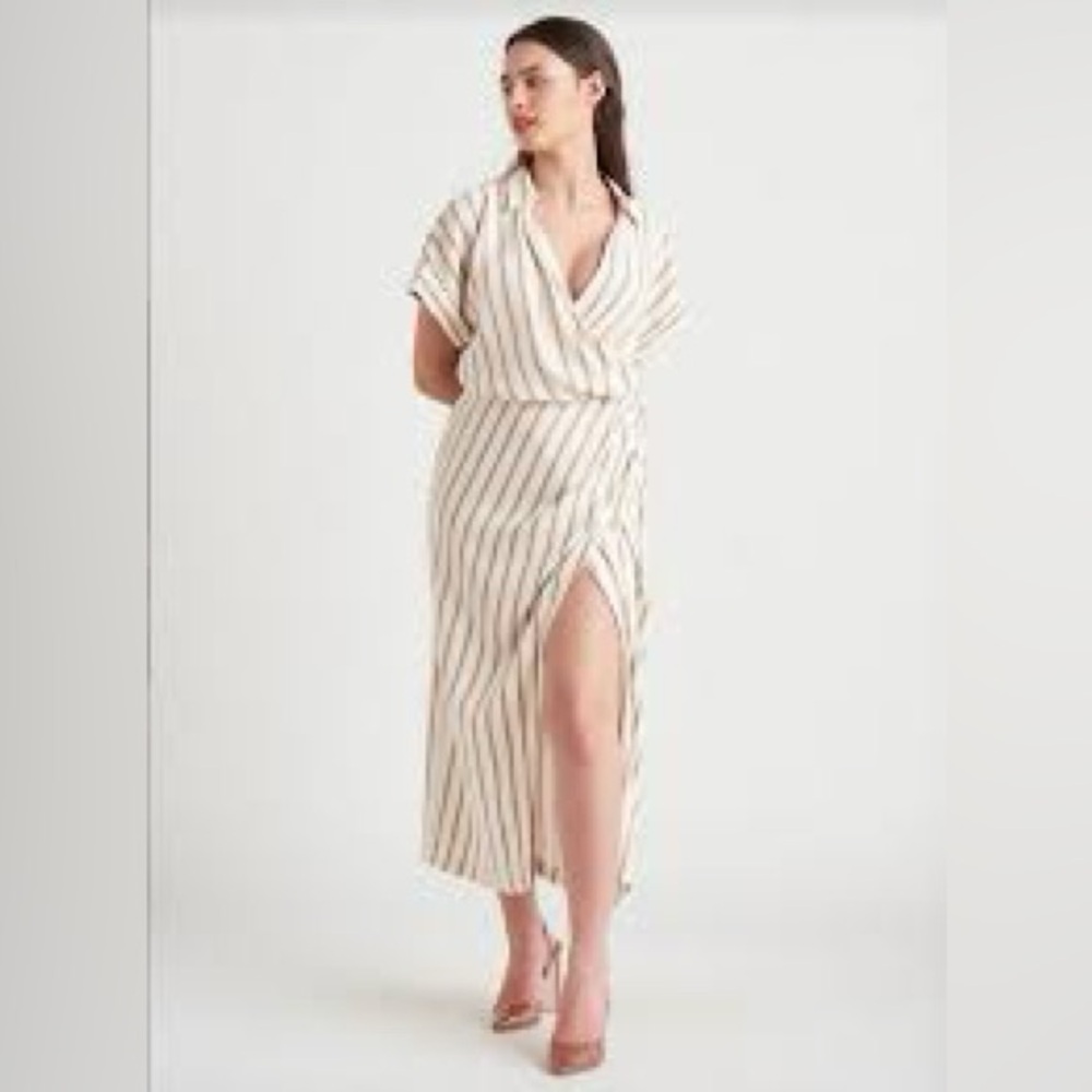 BNWT DEX Sand Blush Stripe Dress